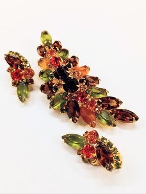 Vintage Juliana Brooch Earrings Set Verified Delizza & Elster